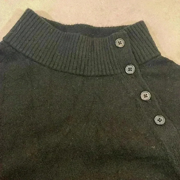 Talbots Sweater Women Black S Turtleneck Button Detail on Neck Opening Classy - Picture 2 of 9